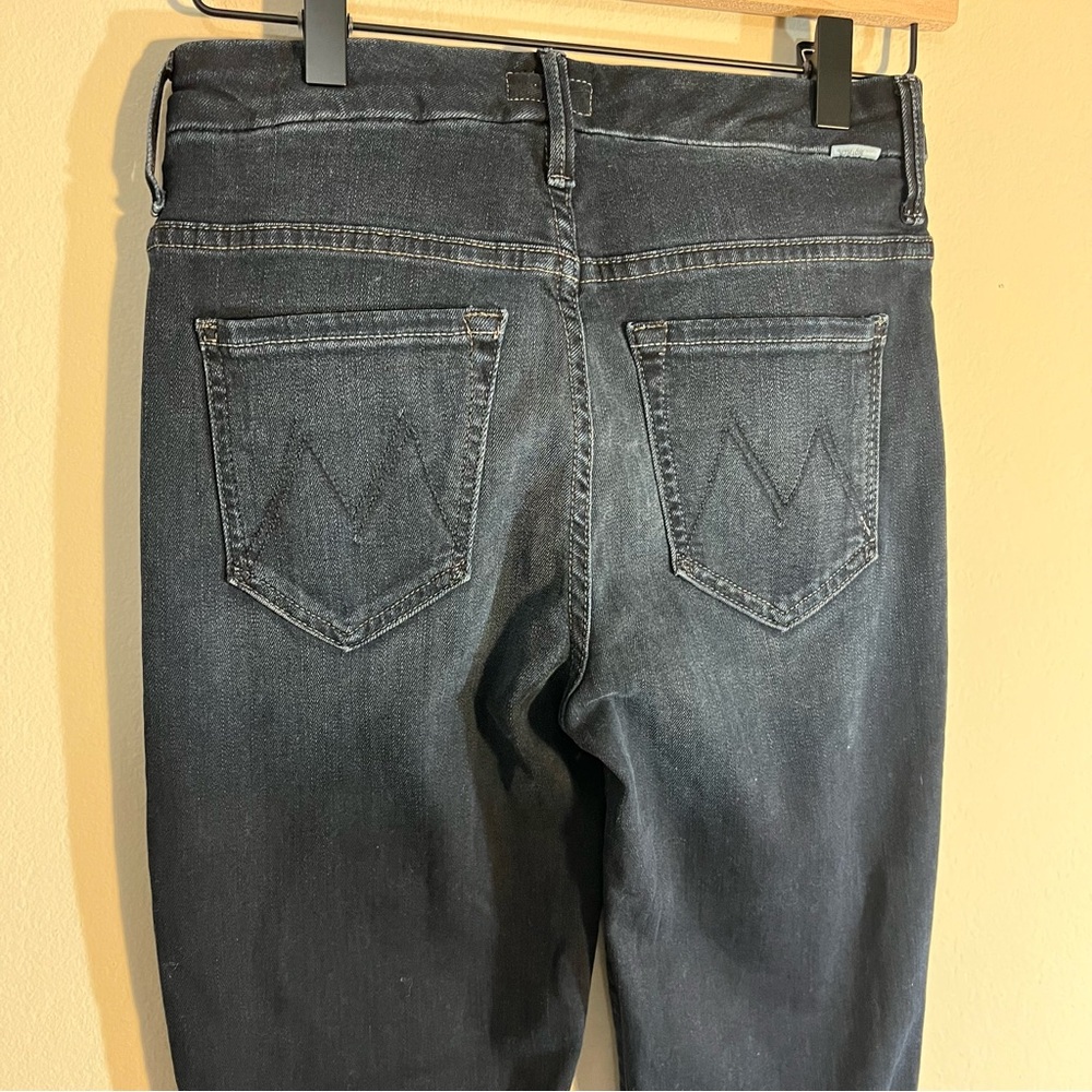 MOTHER High Waisted Jeans Dark Wash Raw Hem - Picture 5 of 9